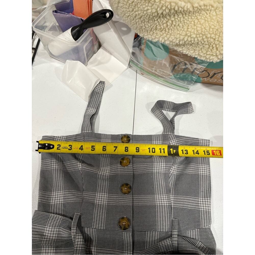 Abercrombie & Fitch Gray Plaid Button-Front Mini Dress Small Academia Preppy - Picture 8 of 9